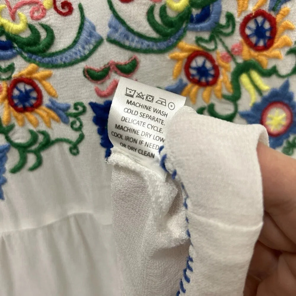 Anthropologie Chloe Oliver Womens Tunic Top L White Gaila Embroidered Bohemian - Picture 6 of 11